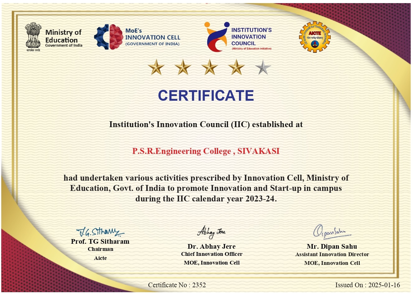 establishment certificate